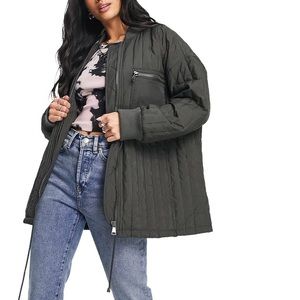 Topshop Quilted Bomber Jacket